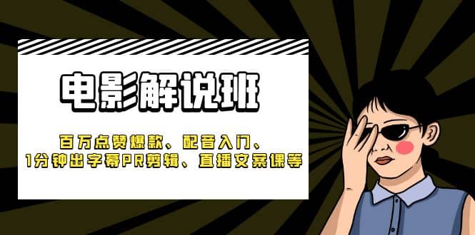 《电影解说班》百万点赞爆款、配音入门、1分钟出字幕PR剪辑、直播文案课等-小二项目网