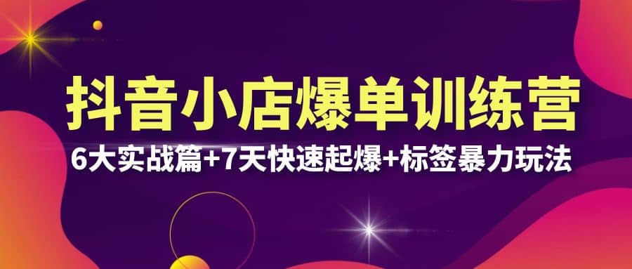 抖音小店爆单训练营VIP线下课：6大实战篇 7天快速起爆 标签暴力玩法(32节)-小二项目网