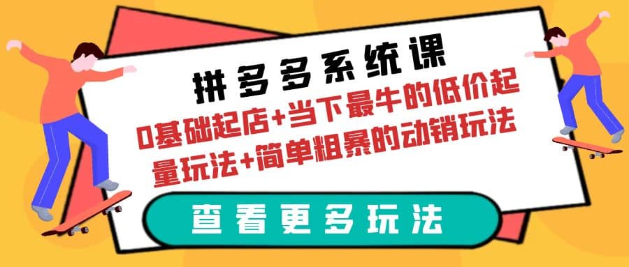 拼多多系统课：0基础起店 当下最牛的低价起量玩法 简单粗暴的动销玩法-小二项目网