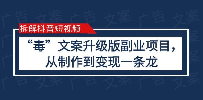 拆解抖音短视频：“毒”文案升级版副业项目，从制作到变现（教程 素材）-小二项目网