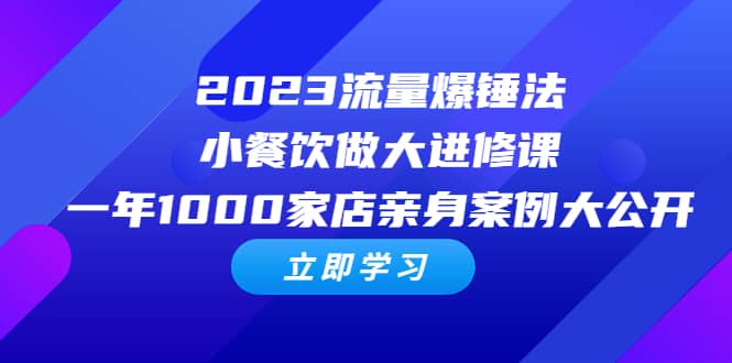 2023流量 爆锤法，小餐饮做大进修课，一年1000家店亲身案例大公开-小二项目网