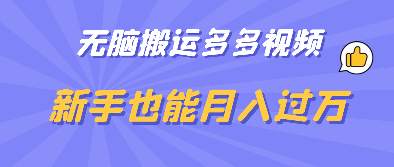 无脑搬运多多视频，新手也能月入过万-小二项目网