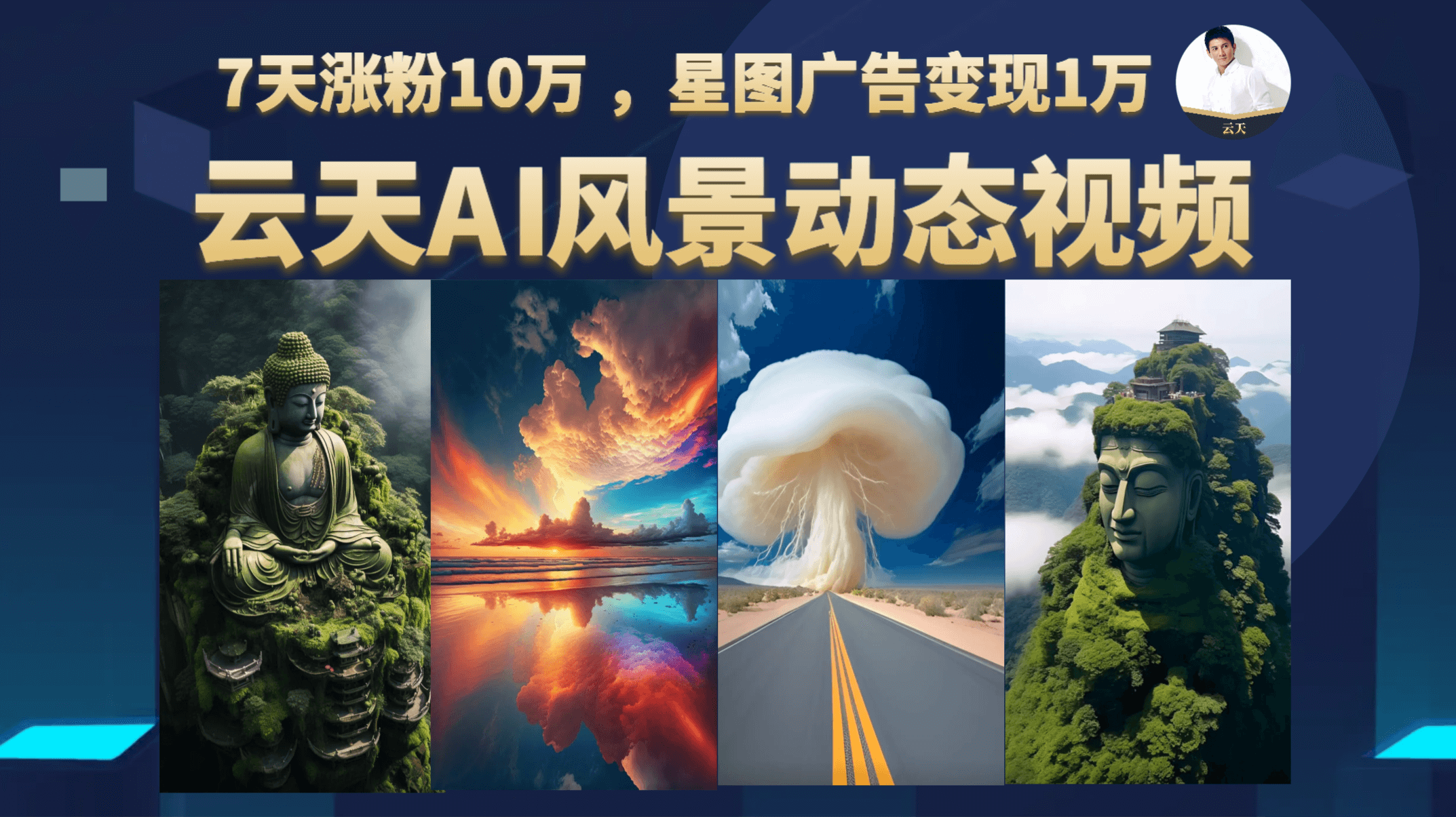 云天AI风景动图视频制作，7天涨粉10万 ，星图广告变现1万-小二项目网