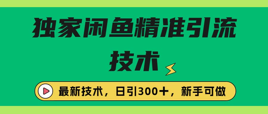 独家闲鱼引流技术，日引300＋实战玩法-小二项目网