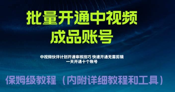 外面收费1980暴力开通中视频计划教程，附 快速通过中视频伙伴计划的办法-小二项目网