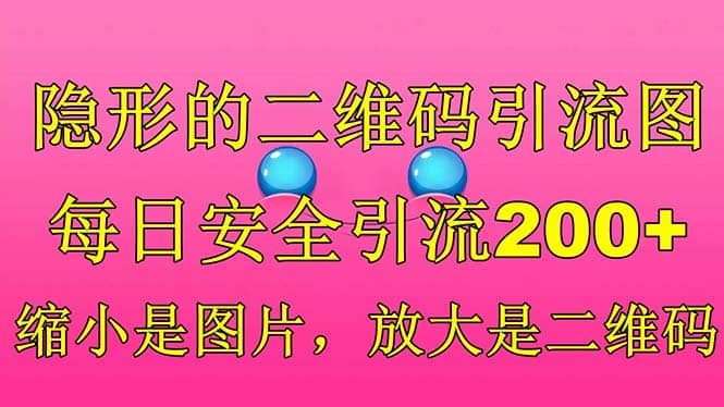 隐形的二维码引流图，缩小是图片，放大是二维码，每日安全引流200-小二项目网