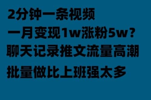 聊天记录推文！！！月入1w轻轻松松，上厕所的时间就做了-小二项目网