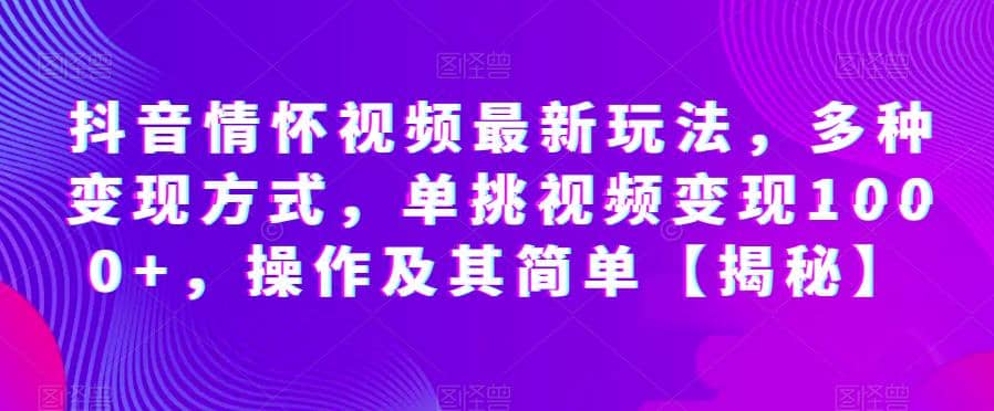 抖音情怀视频最新玩法，多种变现方式，单挑视频变现1000 ，操作及其简单【揭秘】-小二项目网