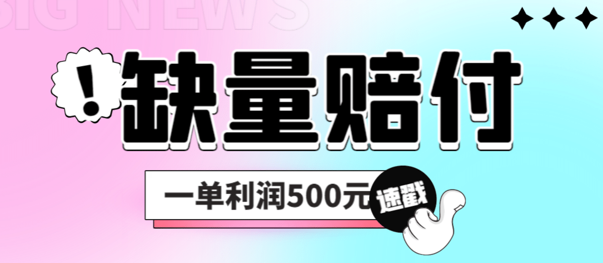 最新多平台缺量赔付玩法，简单操作一单利润500元-小二项目网