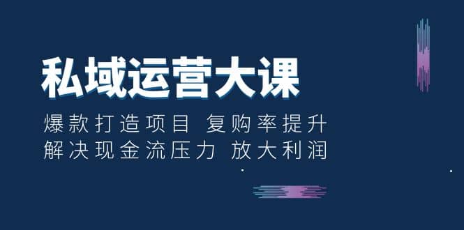 私域运营大课：爆款打造项目 复购率提升 解决现金流压力 放大利润-小二项目网