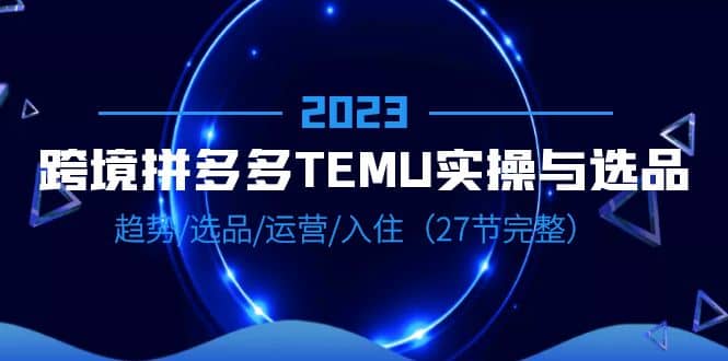 2023跨境·拼多多·TEMU实操与选品，趋势·选品·运营·入住（27节完整）-小二项目网