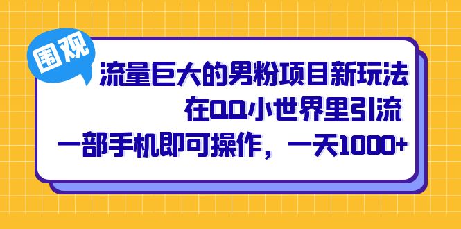 流量巨大的男粉项目新玩法，在QQ小世界里引流 一部手机即可操作，一天1000-小二项目网