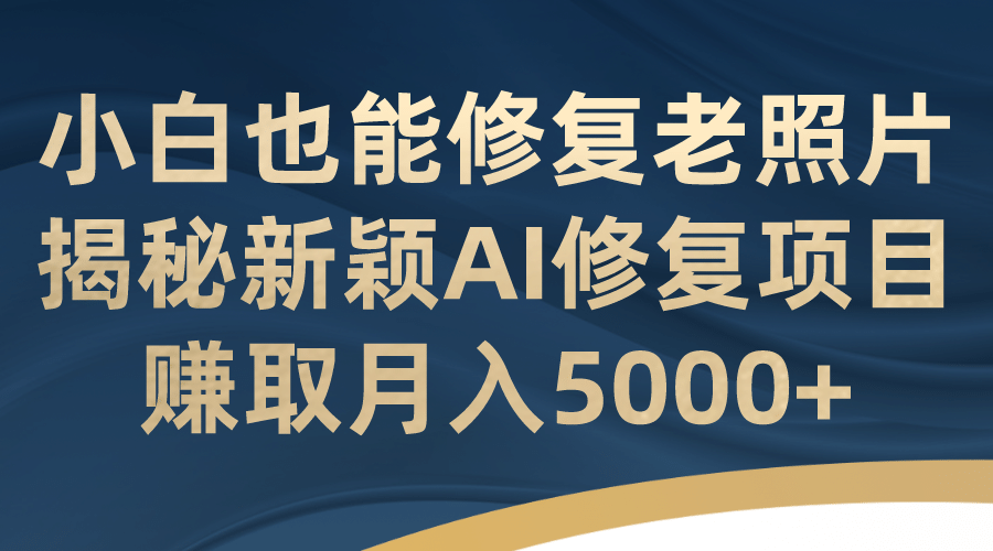 小白也能修复老照片！揭秘新颖AI修复项目，赚取月入5000-小二项目网