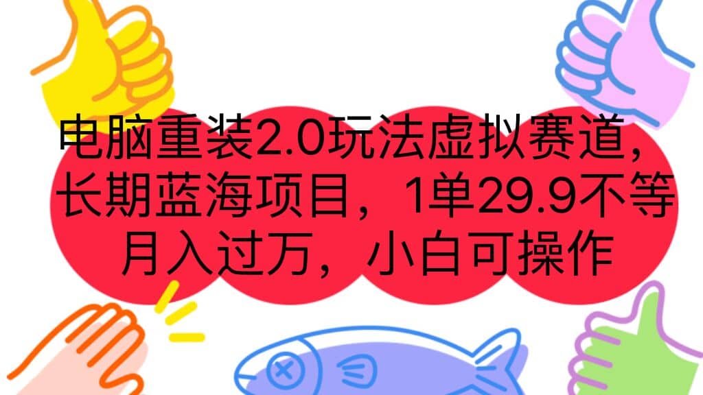 电脑重装2.0玩法虚拟赛道，长期蓝海项目 一单29.9不等 月入过万 小白可操作-小二项目网