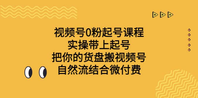 视频号0粉起号课程 实操带上起号 把你的货盘搬视频号 自然流结合微付费-小二项目网