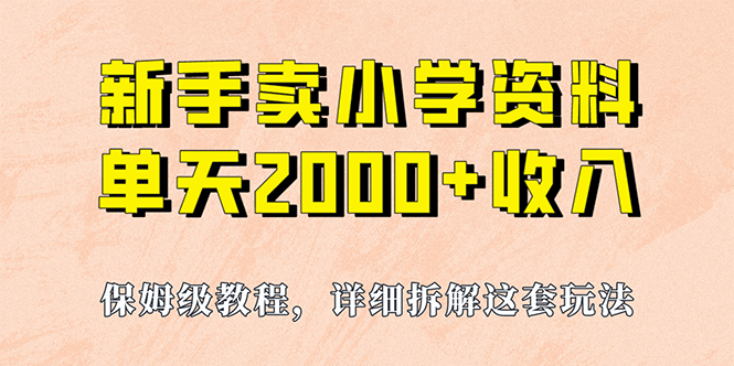 我如何通过卖小学资料，实现单天2000 ，实操项目，保姆级教程 资料 工具-小二项目网