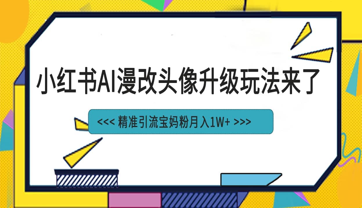 小红书最新AI漫改头像项目，精准引流宝妈粉，月入1w-小二项目网