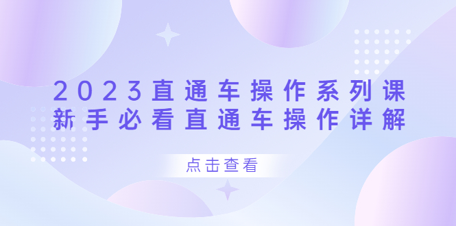 2023直通车操作 系列课，新手必看直通车操作详解-小二项目网