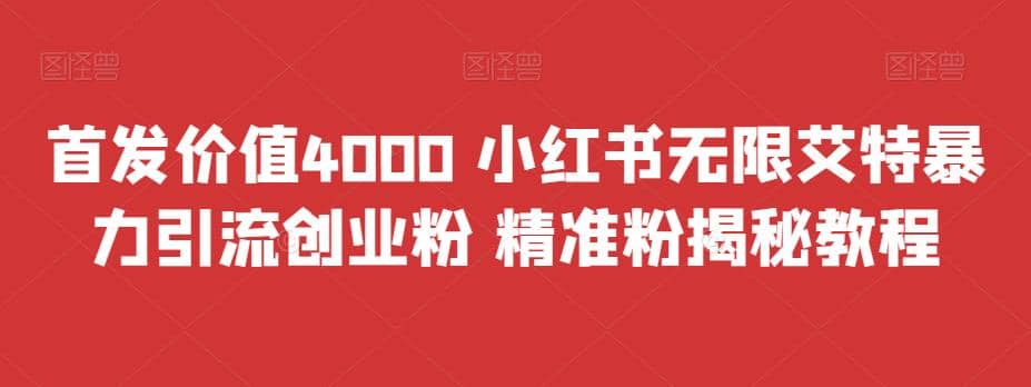 首发价值4000 小红书无限艾特暴力引流创业粉 精准粉揭秘教程-小二项目网