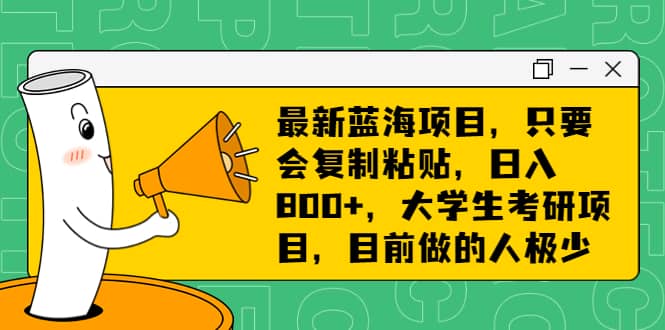 最新蓝海项目，只要会复制粘贴，日入800 ，大学生考研项目，目前做的人极少-小二项目网