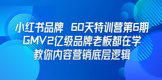 小红书品牌 60天特训营第6期 GMV2亿级品牌老板都在学 教你内容营销底层逻辑-小二项目网