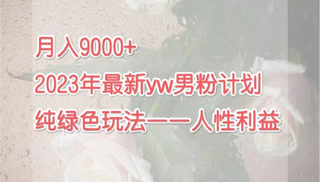 月入9000 2023年9月最新yw男粉计划绿色玩法——人性之利益-小二项目网