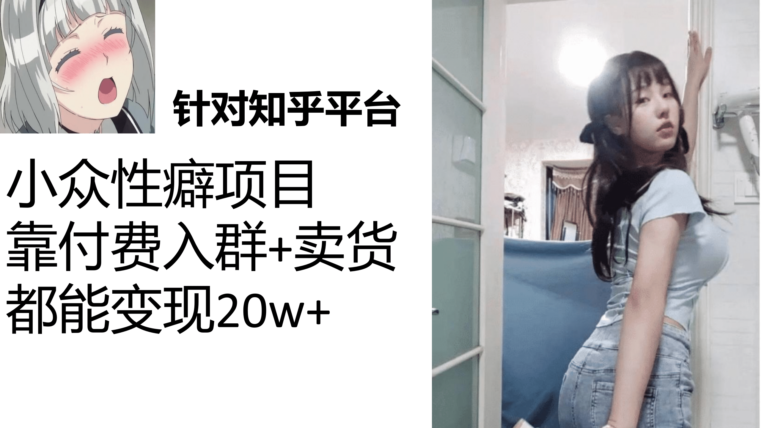 知乎小众性癖项目，Lsp的钱才是最好赚的，付费建群 卖货变现20w-小二项目网