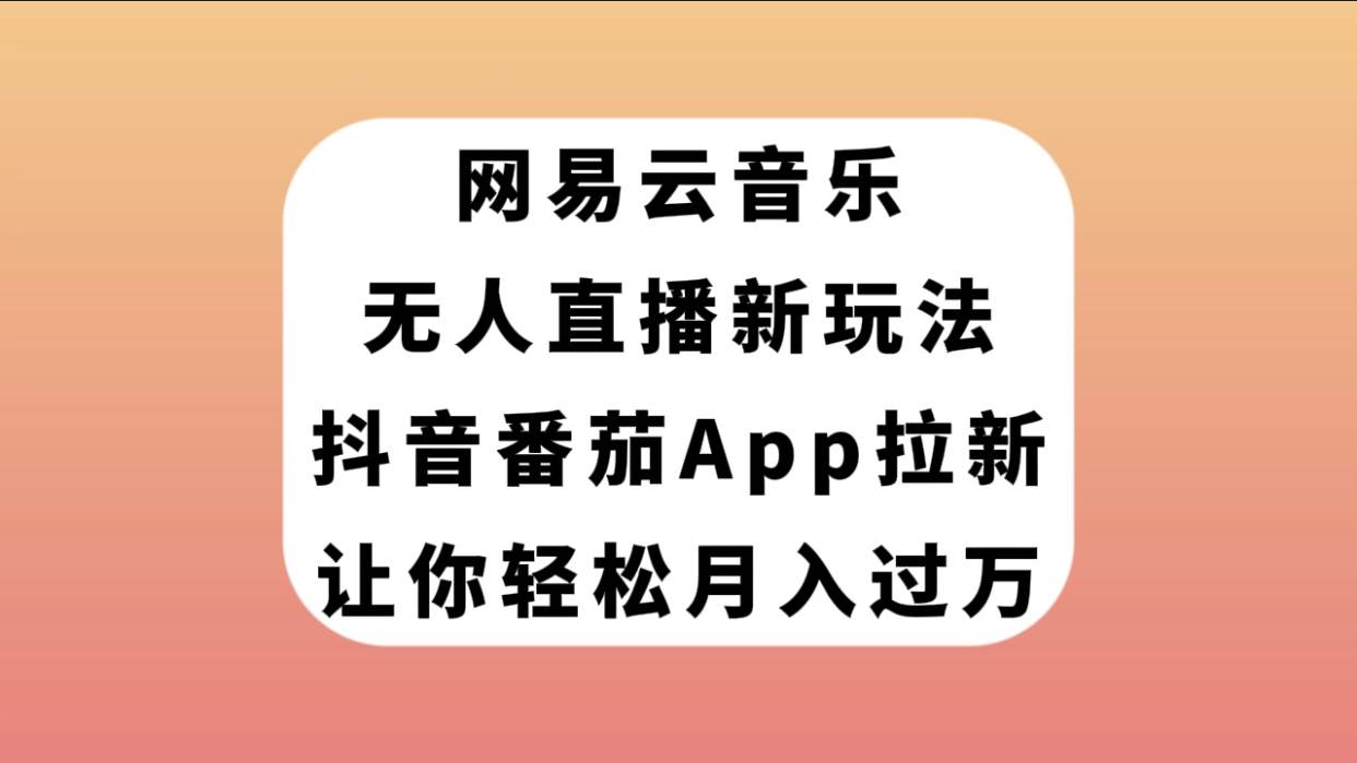 网易云音乐无人直播新玩法，抖音番茄APP拉新，让你轻松月入过万-小二项目网