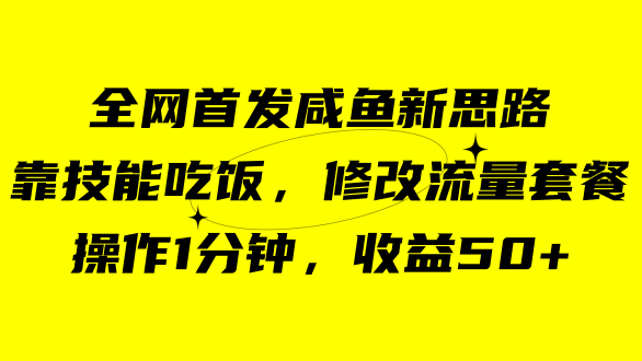 咸鱼冷门新玩法，靠“技能吃饭”，修改流量套餐，操作1分钟，收益50-小二项目网