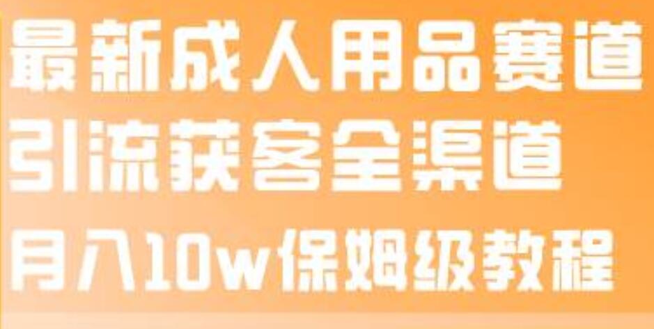 最新成人用品赛道引流获客全渠道，月入10w保姆级教程-小二项目网