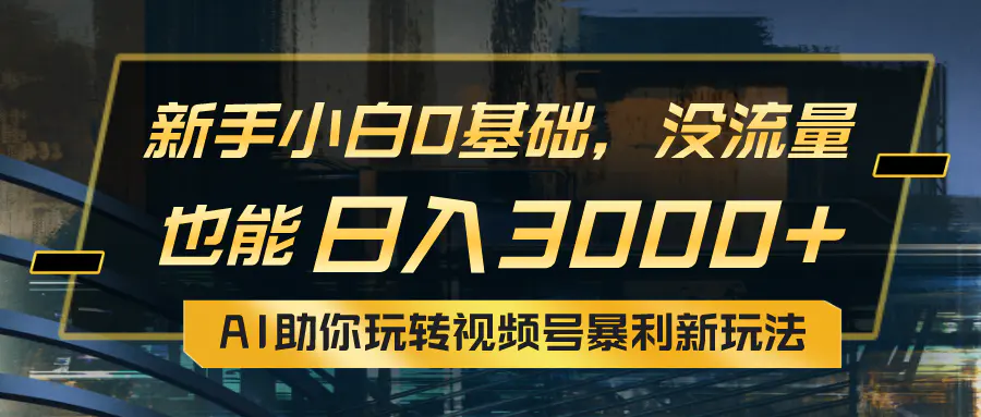 小白0基础，没流量也能日入3000+：AI助你玩转视频号暴利新玩法-小二项目网