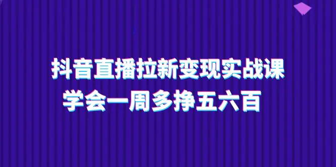 抖音直播拉新变现实操课，学会一周多挣五六百（15节课）-小二项目网