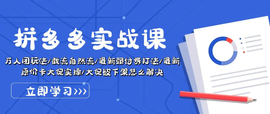 拼多多·实战课：万人团玩法/截流自然流/最新强付费打法/最新原价卡大促-小二项目网