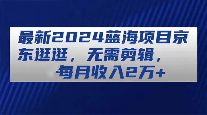 最新2024蓝海项目京东逛逛，无需剪辑，每月收入2万+-小二项目网