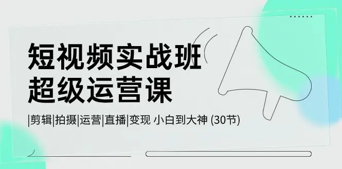 短视频实战班-超级运营课，|剪辑|拍摄|运营|直播|变现 小白到大神 (30节)-小二项目网