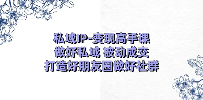 私域IP-变现高手课：做好私域 被动成交，打造好朋友圈做好社群（18节）-小二项目网