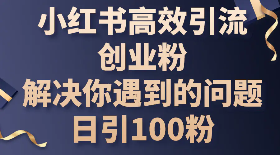 小红书高效引流创业粉，解决你遇到的问题，日引100粉-小二项目网