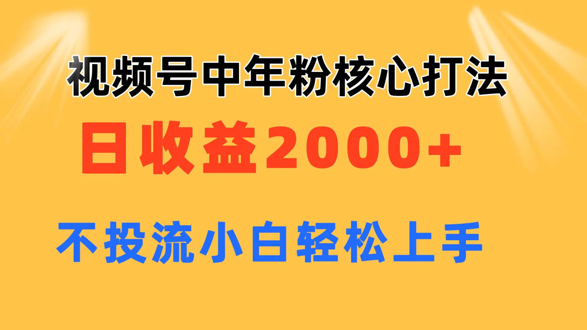 视频号中年粉核心玩法 日收益2000+ 不投流小白轻松上手-小二项目网