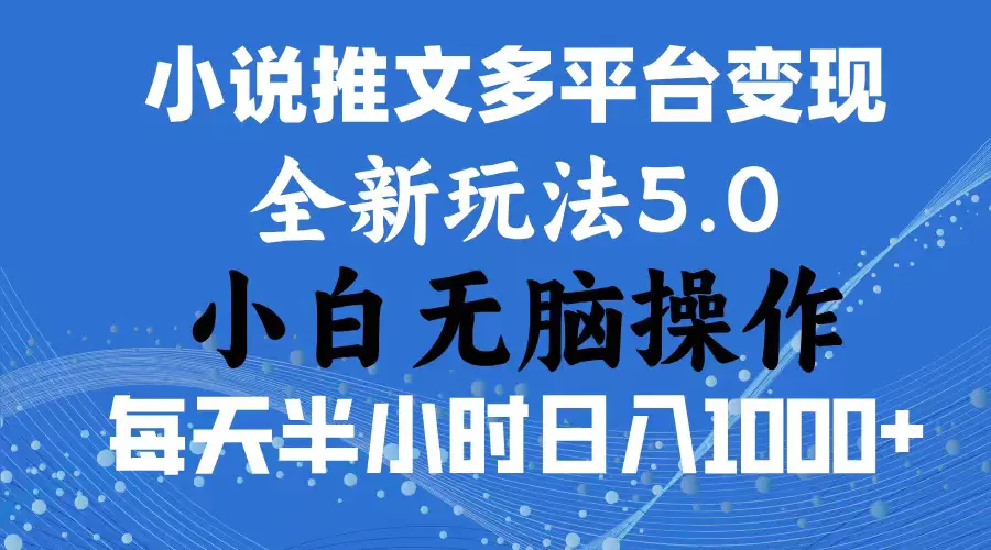 2024年6月份一件分发加持小说推文暴力玩法 新手小白无脑操作日入1000+-小二项目网