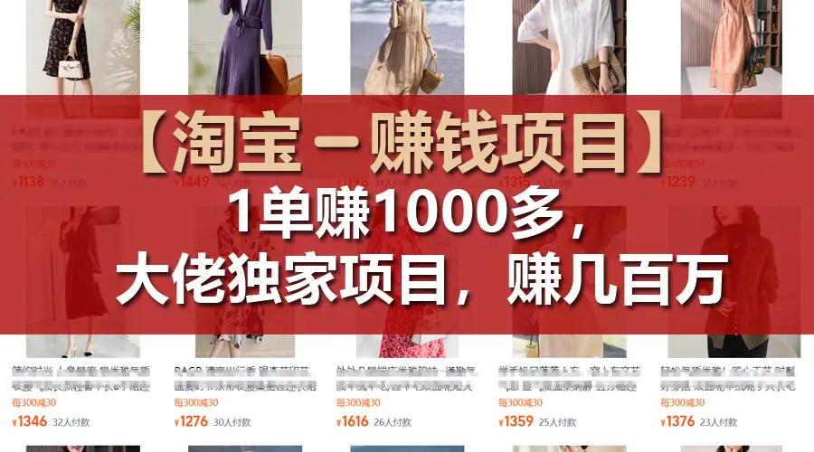 【淘宝赚钱项目】1单可赚1000多，大佬独家项目，年赚几百万-小二项目网