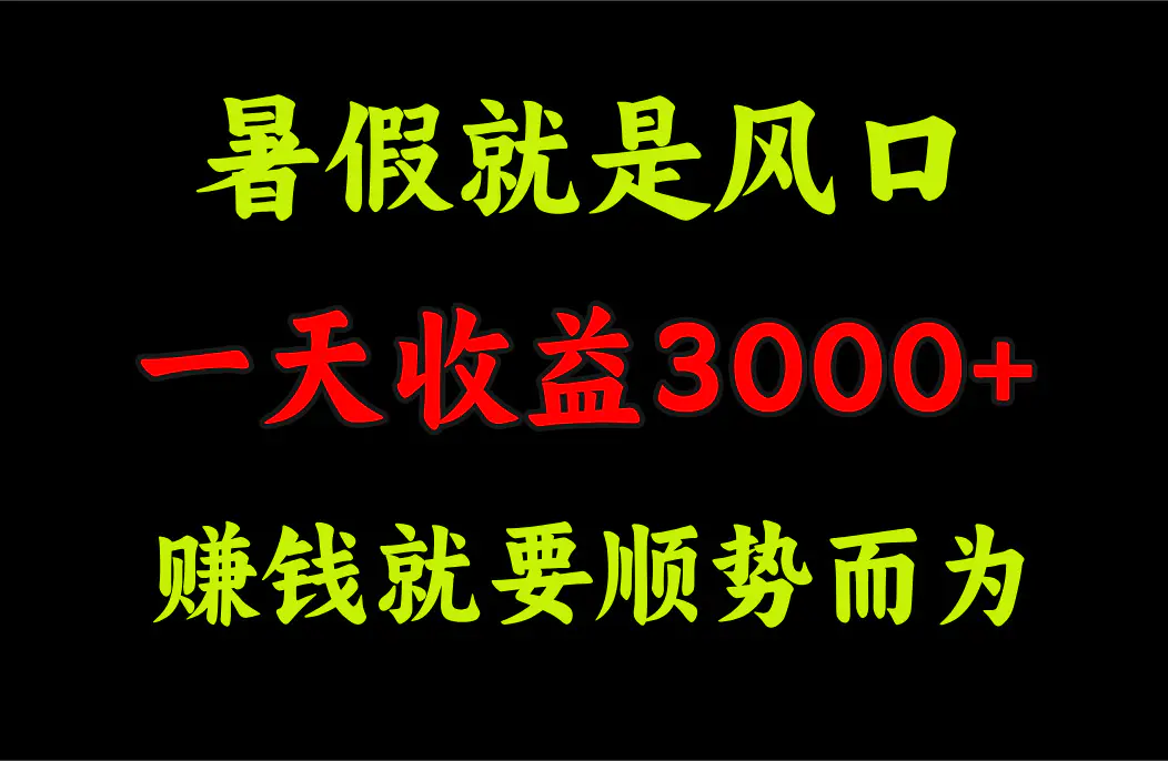 一天收益3000+ 赚钱就是顺势而为，暑假就是风口-小二项目网