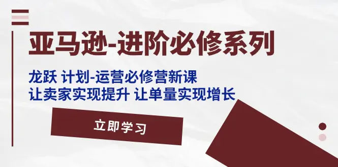 亚马逊-进阶必修系列，龙跃 计划-运营必修营新课，让卖家实现提升 让单量实现增长-小二项目网