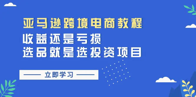 亚马逊跨境电商教程：收益还是亏损！选品就是选投资项目-小二项目网