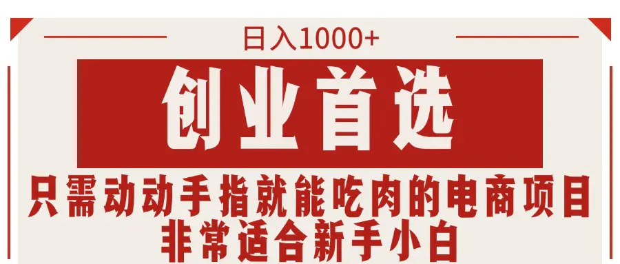 只需动动手指就能吃肉的电商项目，日入1000+，创业首选，非常适合新手小白-小二项目网