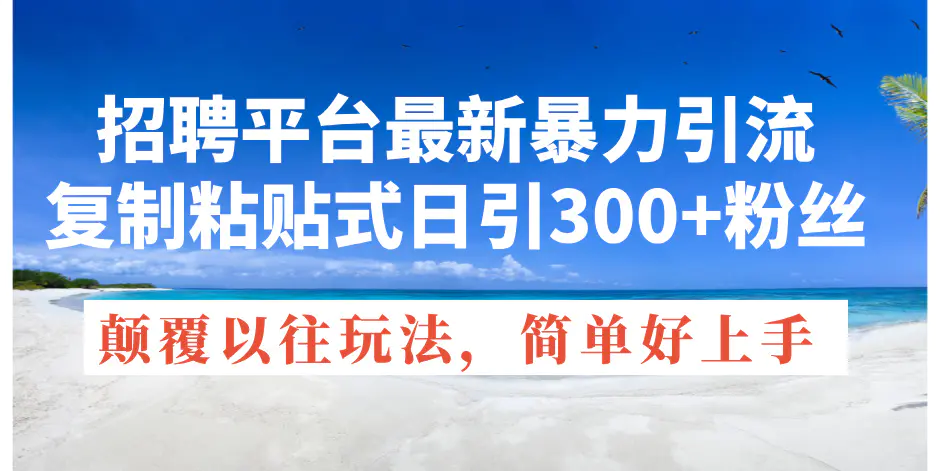 招聘平台最新暴力引流，复制粘贴式日引300+粉丝，颠覆以往垃圾玩法-小二项目网