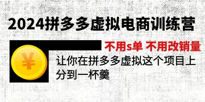 2024拼多多虚拟电商训练营 不s单 不改销量 做虚拟项目分一杯羹(更新10节)-小二项目网