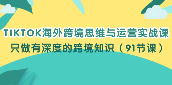 TIKTOK海外跨境思维与运营实战课，只做有深度的跨境知识（91节课）-小二项目网