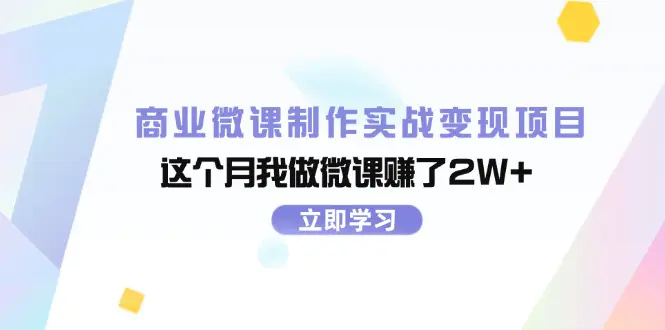 商业微课制作实战变现项目，这个月我做微课赚了2W+-小二项目网