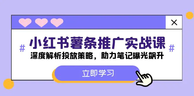 小红书-薯 条 推 广 实战课：深度解析投放策略，助力笔记曝光飙升-小二项目网