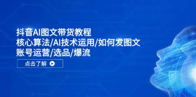 抖音AI图文带货教程：核心算法/AI技术运用/如何发图文/账号运营/选品/爆流-小二项目网